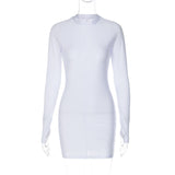 Women Dresses Autumn New Sexy Slim Fit round Neck Long Sleeves Dress