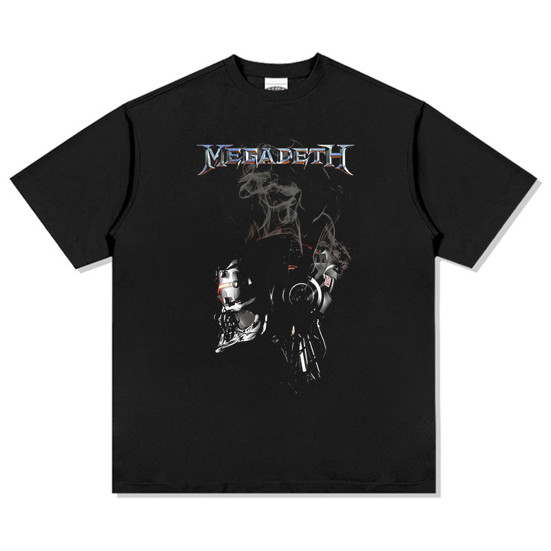 Men Vintage Rock Band T-Shirt Short Sleeve T-Shirt, Rock Band, Washed and Old