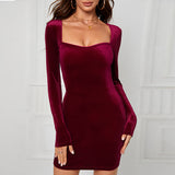Women Dress Autumn and Winter Hip Skirt Sexy Tight Party Dress