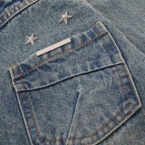 Women Jacket Pocket Washed and Worn Denim Coat Lapel Denim Jacket Jacket