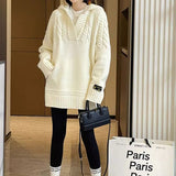 Women Knitwear Fall Winter Hooded Knitwear Loose Sweater
