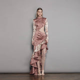 Women Dresses Sexy Slit Long Sleeve Dress (Zns0409)