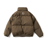 Unisex Winter Cotton Coat Plaid Stand-up Collar Cotton-Padded Clothes Retro Loose and Warm Cotton-Padded Jacket