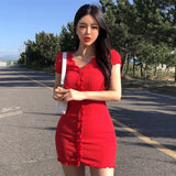 Women Dresses V-neck Short Sleeve Dress Short Skirt Sexy