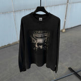 Mens T-shirts SAINT MICHAEL ICON Oasis Band Wash Water Do Old Crew Neck Long Sleeves