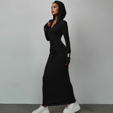 Women Dresses Winter Slim-Fit Hood Sports and Leisure Dress