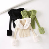 Women Sweater Knitwear Vintage Sweater Cardigan Women's Detachable Fur Collar Single-Breasted Short Knitted Top