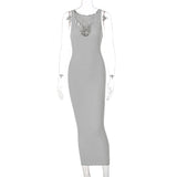 Women Dresses Sexy Dress Summer Sexy U Collar Sleeveless Slim Fit Skirt