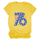 Fashion T-shirt 1776 pattern print crew neck short sleeve summer