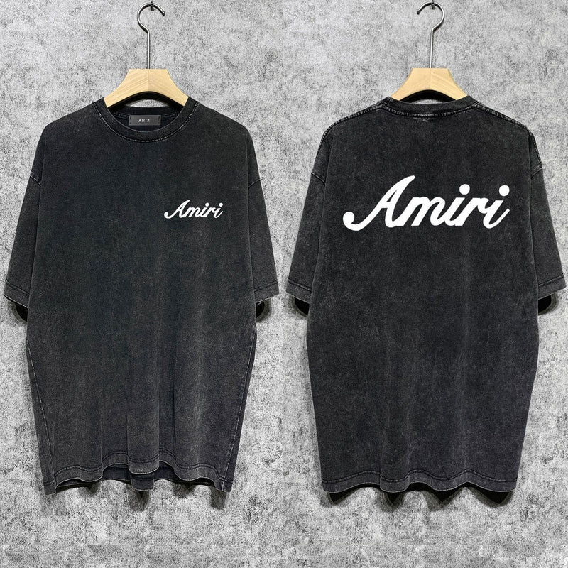 Amiri T Shirts Washed and Worn Retro Short Sleeve T-shirt