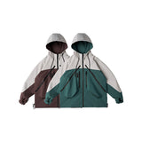 Unisex Jacket Vintage Color Matching Hooded Hooded Jacket Men's Jacket Coat