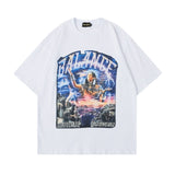 Men T Shirt Vintage Rose Floral Print Short Sleeve T-shirt