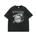 Men T Shirt Vintage Cross Wash Short Sleeve T-shirt