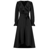 Women Date Dress Winter V-neck Dress Mid-Length Dress