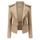 Red Leather Jacket Detachable Spring and Autumn Coat Women's Casual Jacket