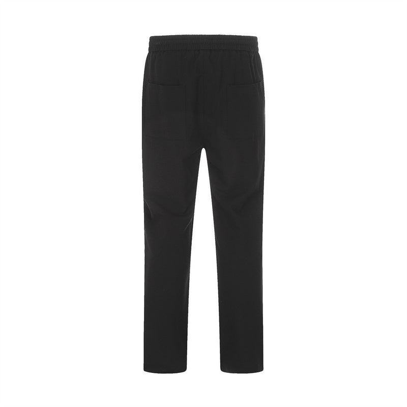 Men Sweatpants Zipper Slit Casual Pants Men's Elastic Waist Loose and Simple Straight-Leg Trousers