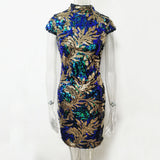 Women's Sexy Casual Vintage Green Sequins Dress