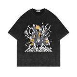 Washed old short-sleeved T-shirt anime volleyball teenager oversize