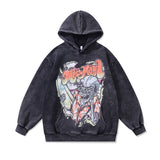 Men Hoodie Autumn and Winter Skull Printing plus Velvet Distressed Casual Hooded Sweater for Men and Women