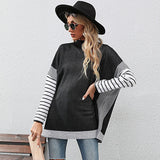 Women Knitted Sweater Autumn and Winter Striped Sweater Women's Loose