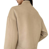 Women Trench Coat Autumn and Winter Woolen Coat Stand Collar Baggy Coat
