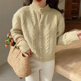 Women Knitwear Autumn and Winter round Neck Sweater Loose Knitted Cardigan