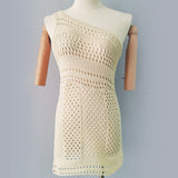Women Knit Beach Cover Knitted Beach Dress Solid Color Sexy Cutout Sleeveless Sheath Knitted Dress