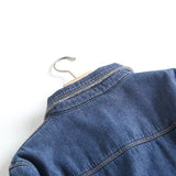 Women Jacket Retro Loose Fleece-lined Denim Shirt