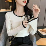 Women Knitted Pullover Autumn and Winter Slim Fit Sweater Cropped Top