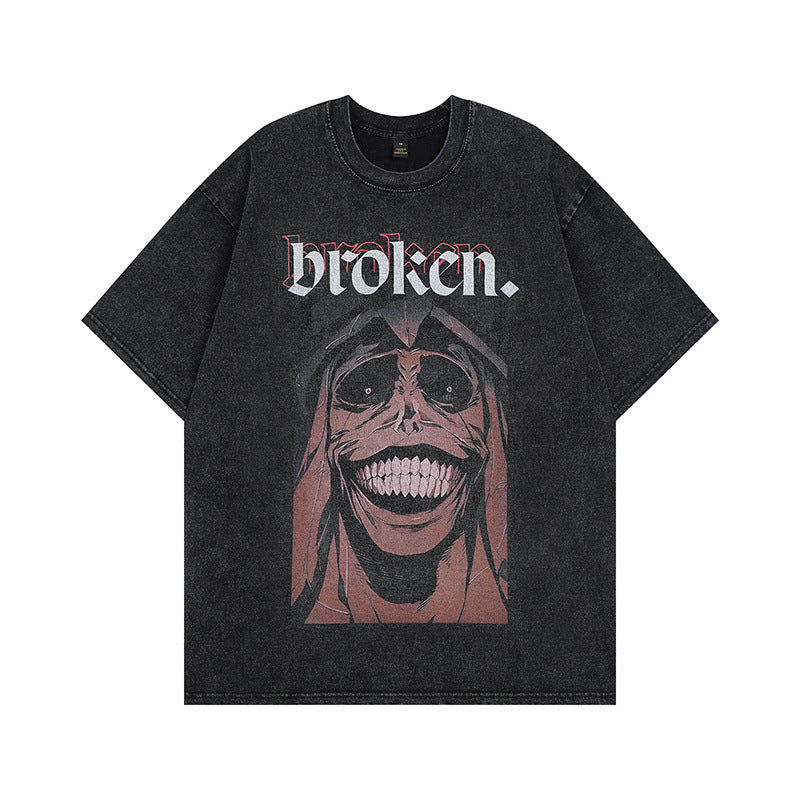 Men T Shirt Skull Distressed Half Sleeve T-shirt