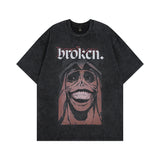 Men T Shirt Skull Devil Printed Distressed Half Sleeve T-shirt