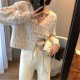 Women Knitwear Autumn and Winter V-neck Sweater Loose Retro Knitted Cardigan