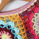 Women Sweater Knitwear Handmade Bell Sleeve Pullover Short Knitwear Artistic