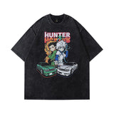 Men T Shirt Vintage Distressed Small Neckline Short Sleeve T-shirt