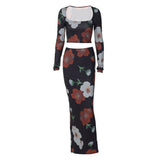 Women Co-Ord Set Long Sleeve Pullover Top Sheath Dress Suit
