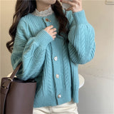 Women Knitted Cardigan Loose Pink Knitted Cardigan Sweater Coat