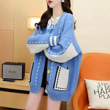 Women Knitwear Autumn and Winter V-neck Sweater Loose Knitted Cardigan