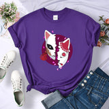 2024Demon Slayer Mask Anime Prints T-Shirt