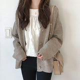 Women Knitwear Autumn and Winter V-neck Sweater Loose Knitted Cardigan