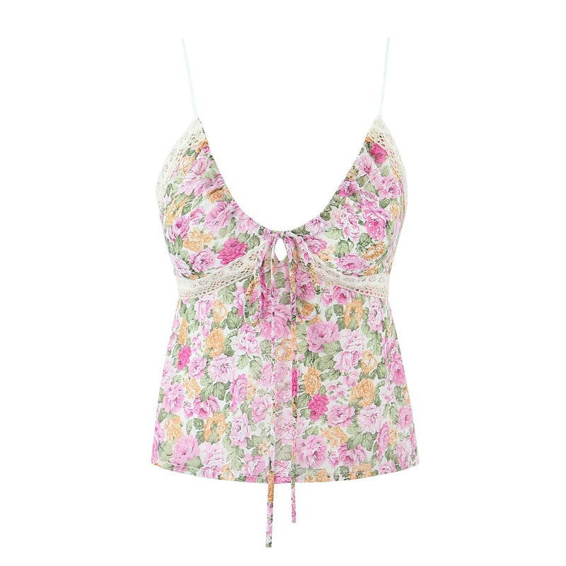 Women Tops Summer V-neck Lace Sling Backless Sexy Top