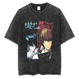 Washed retro men's short-sleeved t-shirt summer, printed t-shirt