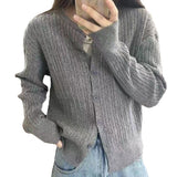 Women Knitted Cardigan Loose Cropped Sweater Coat