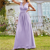 Women Evening Gown Sexy Backless Green Chiffon Dress Maxi Dress