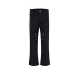 MIJKO Men Vintage Pants MIJKO Spliced trousers slightly wide foot button casual function