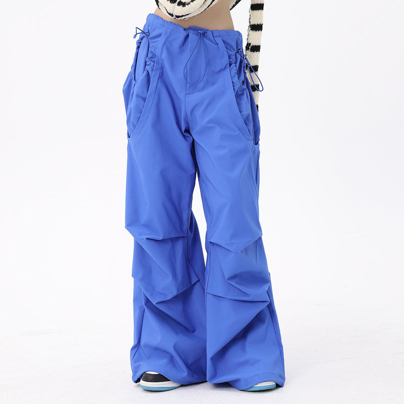 Men Sweatpants Cargo Pants Men's Pleated Pockets Loose-Fitting Wide-Leg Trousers
