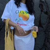Retro Oversized Tropical Beach T-Shirts Summer Short Sleeve
