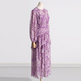 Women Dresses Spring round Neck Long Sleeve Flounced Skirt (Qymy0409)