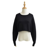 Women Sweater Knitwear Cropped Midriff-Baring Hoodie Knitwear Sweater