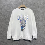 Amiri Long-Sleeve Shirt Personality Printed Crew Neck Sweatshirt