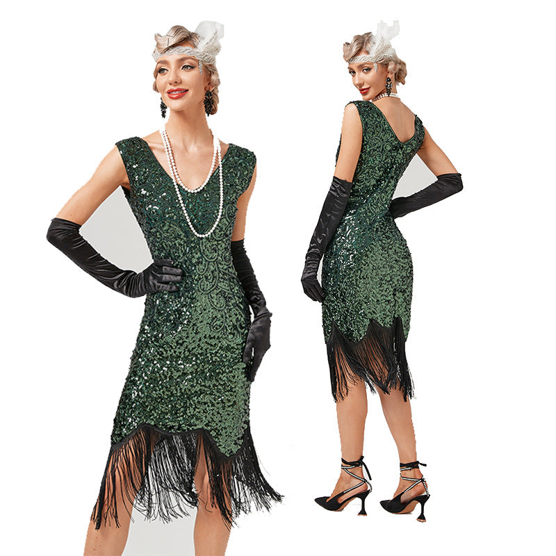 Flappers 1920S Dress Vintage Sequin Dress Gatsby Ball Tassel Dress